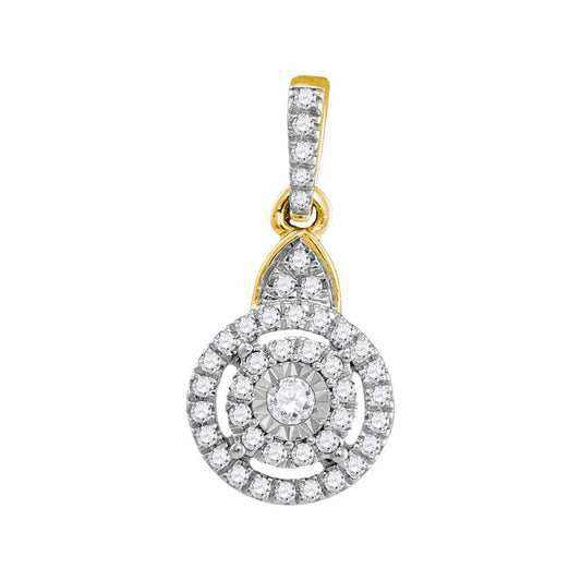 10k Yellow Gold Round Diamond Cluster Pendant 1/5 Cttw