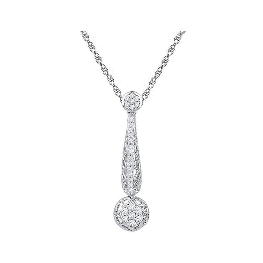 14kt White Gold Round Diamond Drop Cluster Pendant 1/3 Cttw