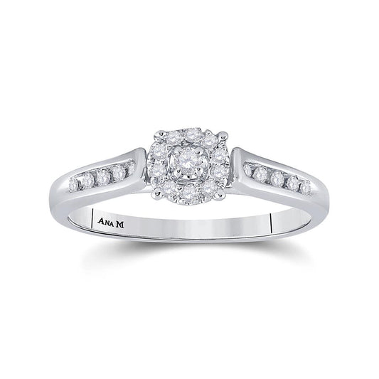 14k White Gold Round Diamond Solitaire Bridal Engagement Ring 1/8 Cttw