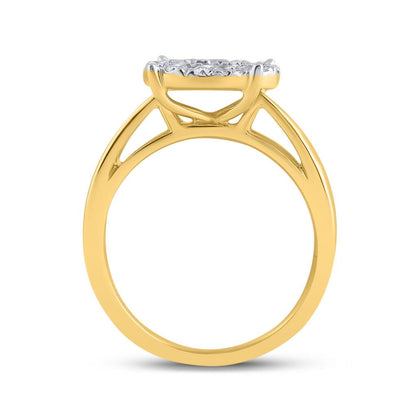 14k Yellow Gold Princess Diamond Cluster Bridal Engagement Ring 1 Cttw