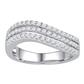 10k White Gold Round Diamond Triple Row Contoured Band Ring 1/2 Cttw