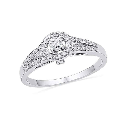 14k White Gold Round Diamond Solitaire Split-shank Engagement Ring 1/4 Cttw