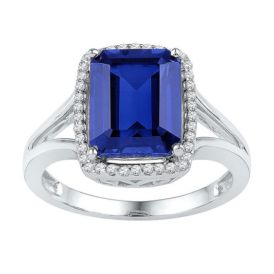 1/6CTW-Diamond 4 1/2CT-LBS GEMSTONE LAB CREATED RING