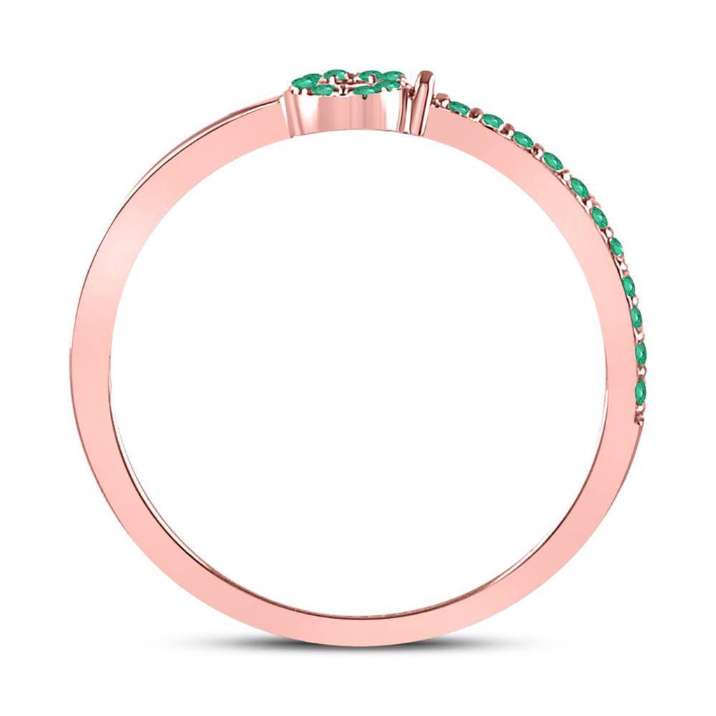 10kt Rose Gold Round Emerald Key Stackable Band Ring 1/5 Cttw