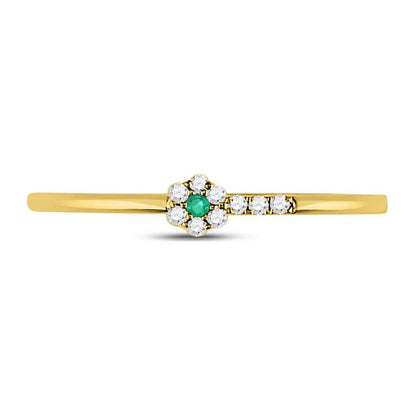 10kt Yellow Gold Round Emerald Diamond Stackable Band Ring 1/20 Cttw