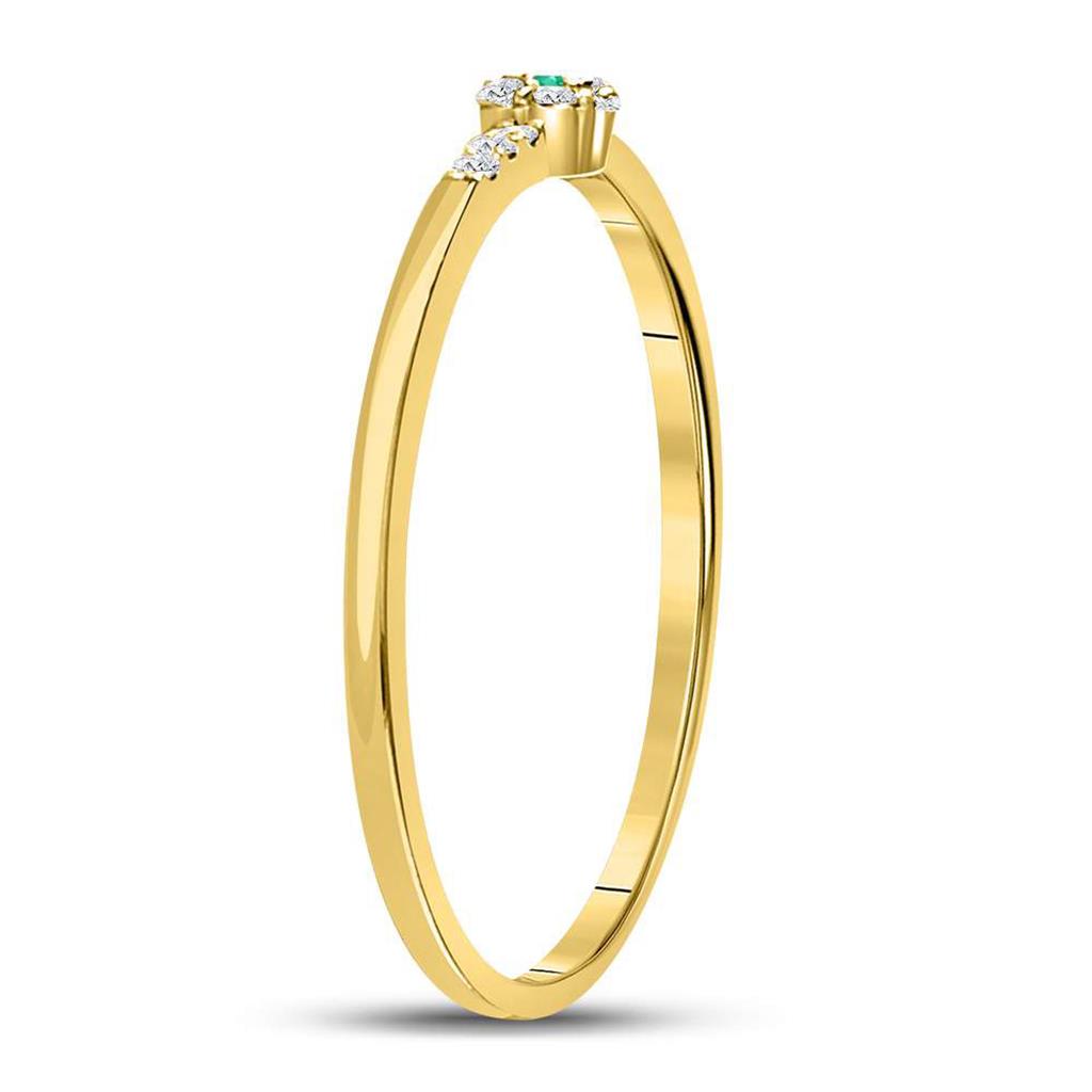 10kt Yellow Gold Round Emerald Diamond Stackable Band Ring 1/20 Cttw