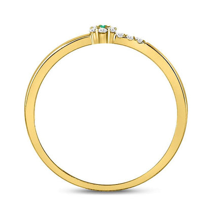 10kt Yellow Gold Round Emerald Diamond Stackable Band Ring 1/20 Cttw