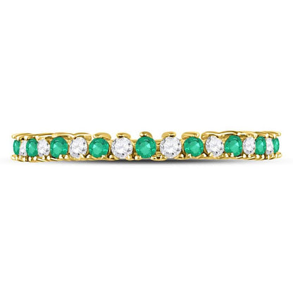 10k Yellow Gold Round Emerald Diamond Stackable Band Ring 1/5 Cttw