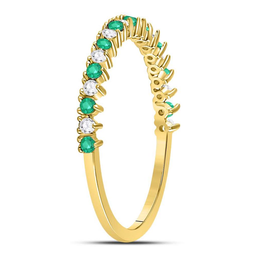 10k Yellow Gold Round Emerald Diamond Stackable Band Ring 1/5 Cttw