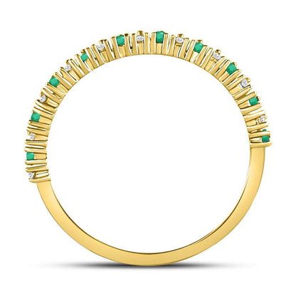10k Yellow Gold Round Emerald Diamond Stackable Band Ring 1/5 Cttw