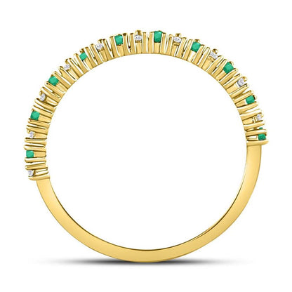 10k Yellow Gold Round Emerald Diamond Stackable Band Ring 1/5 Cttw