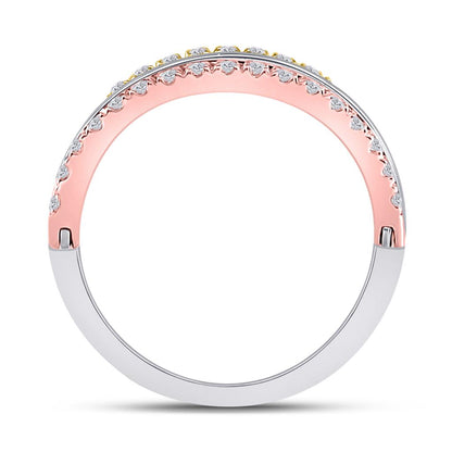 10k Tri-Tone Gold Round Blue Sapphire Convertible Band Ring 1-1/4 Cttw