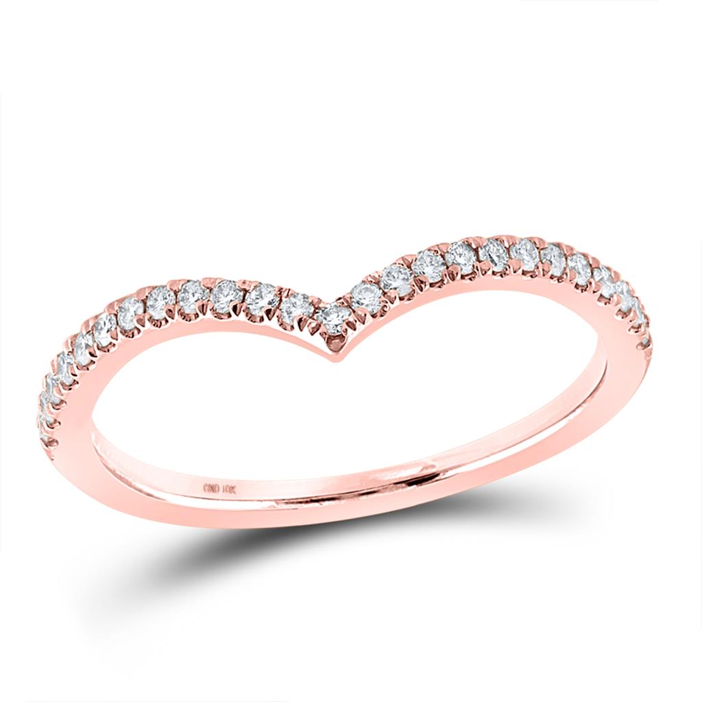 1/5 Ct. Natural Diamond Chevron Design Band Ring in 10K Rose Gold