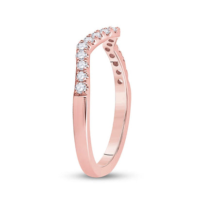 10k Rose Gold Round Diamond Wedding Curved Enhancer Band 1/5 Cttw
