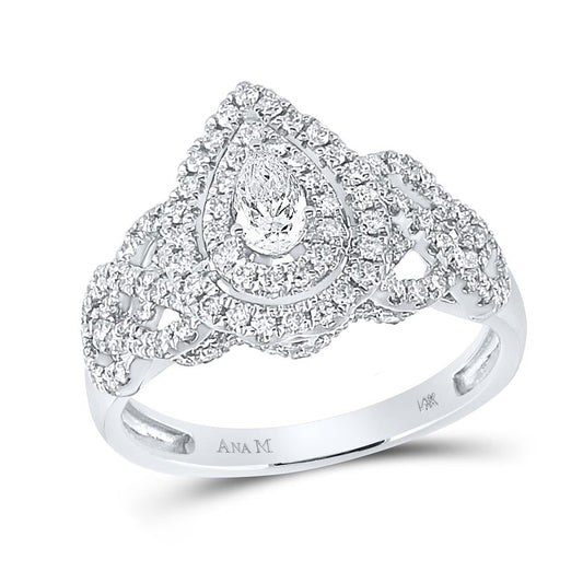 14k White Gold Pear Diamond Solitaire Bridal Engagement Ring 1 Cttw (Certified)