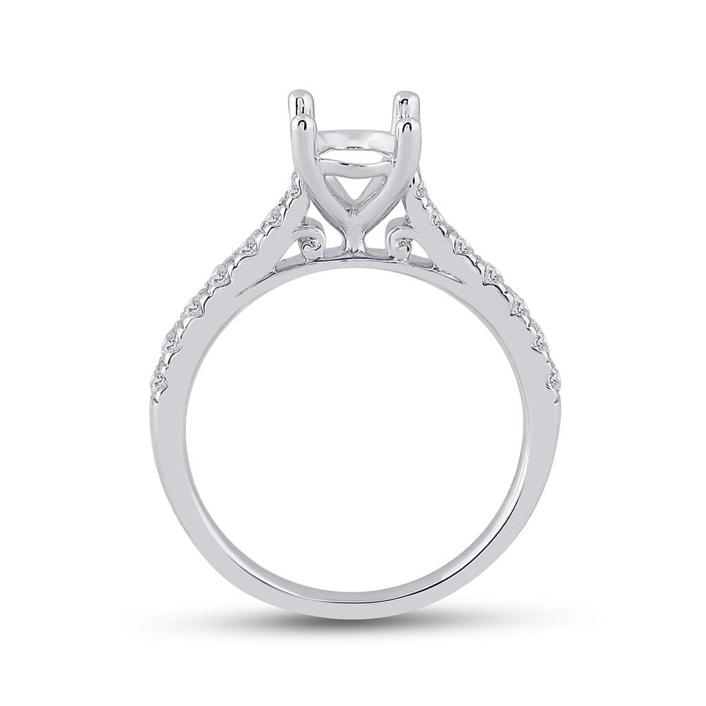 14kt White Gold Semi-Mount Engagement Ring for 3/4 Oval Solitaire - 3/8 Cttw