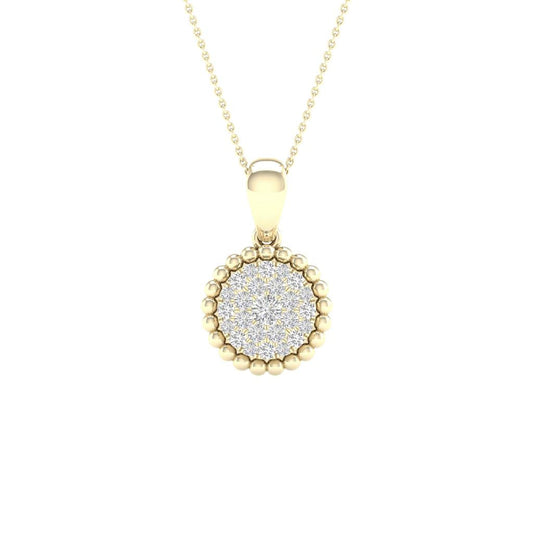 10k Yellow Gold Round Diamond Cluster Pendant 1/6 Cttw