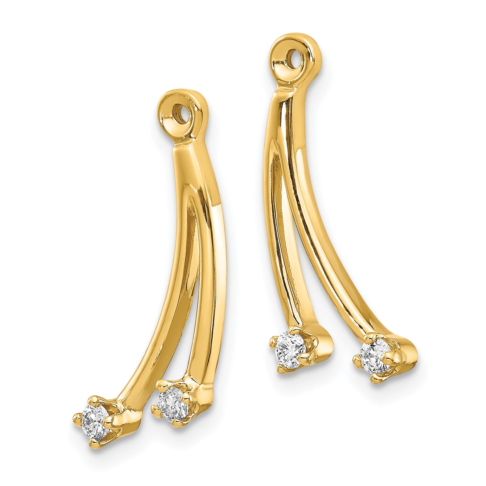 1/8 Ct. Two Stones Dangle Natural Diamond Earring Jacket in 14K Yellow Gold