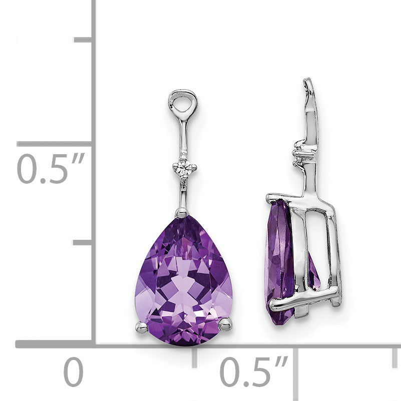 Natural Diamond u0026 Pear Shaped Amethyst Drop Earring Jackets in 14K White Gold