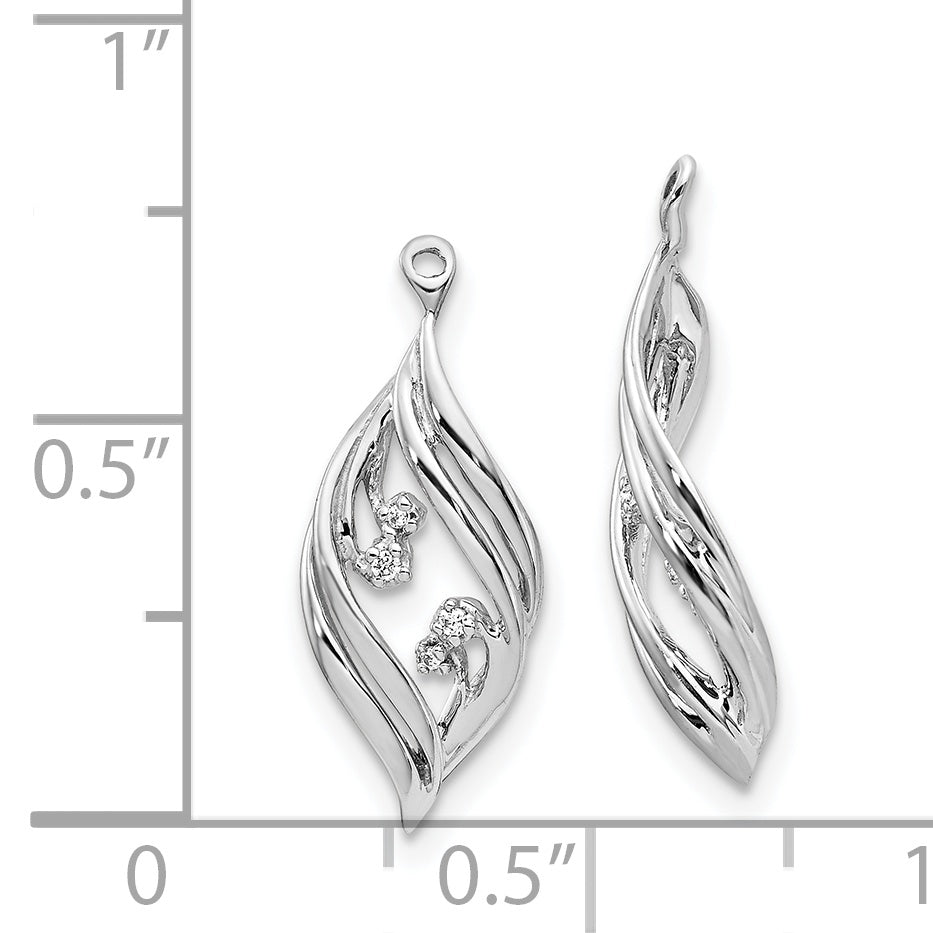 14K White Gold Fancy Twisted Diamond Earring Jackets