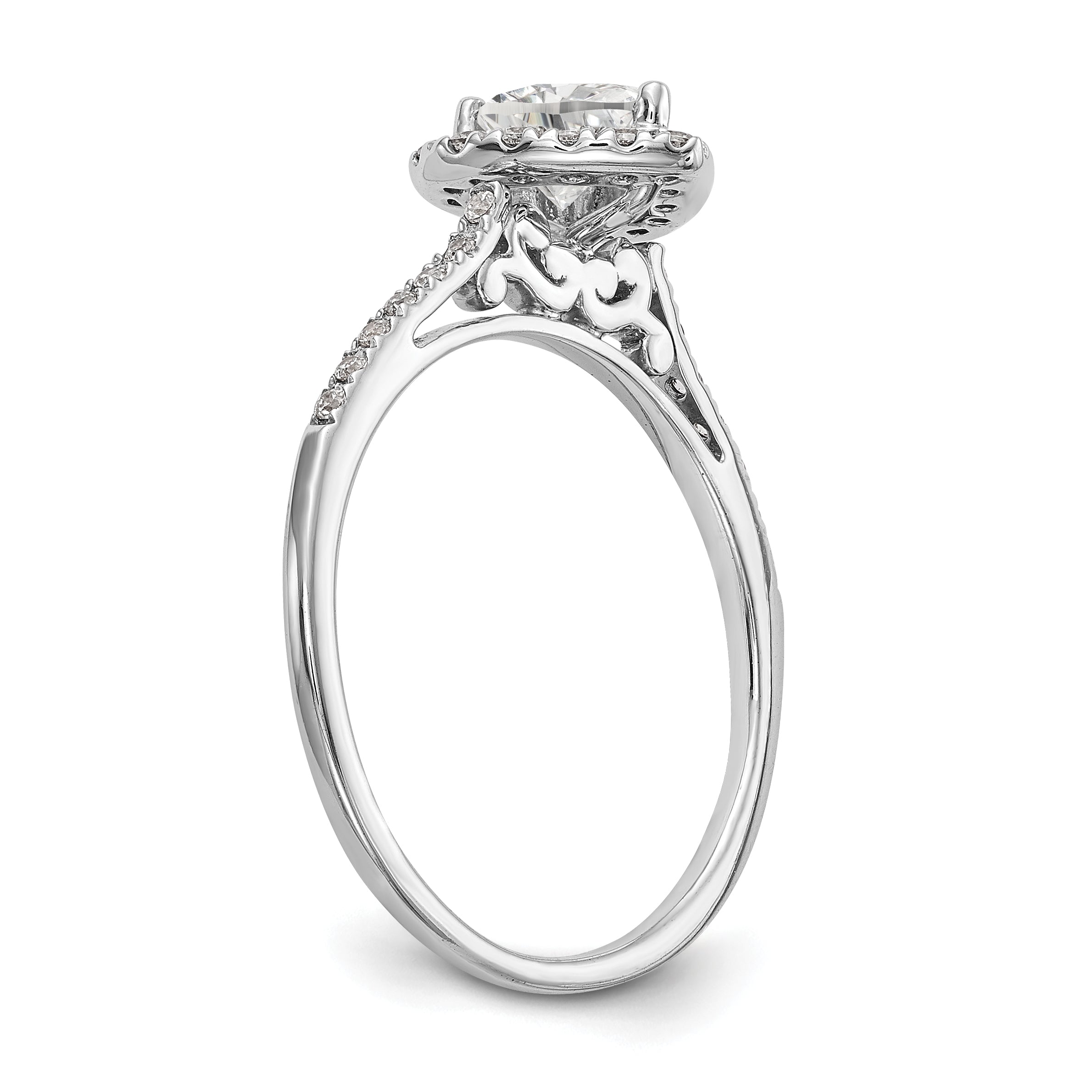 6mm Heart Shape CZ Halo Style Engagement Ring in 14K White Gold
