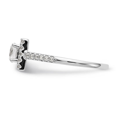 14KW Round Simulated Diamond Halo Engagement Ring