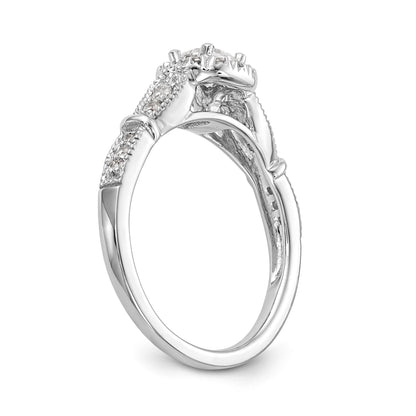14K White Gold Diamond Cushion CZ Cushion Halo Engagement Ring