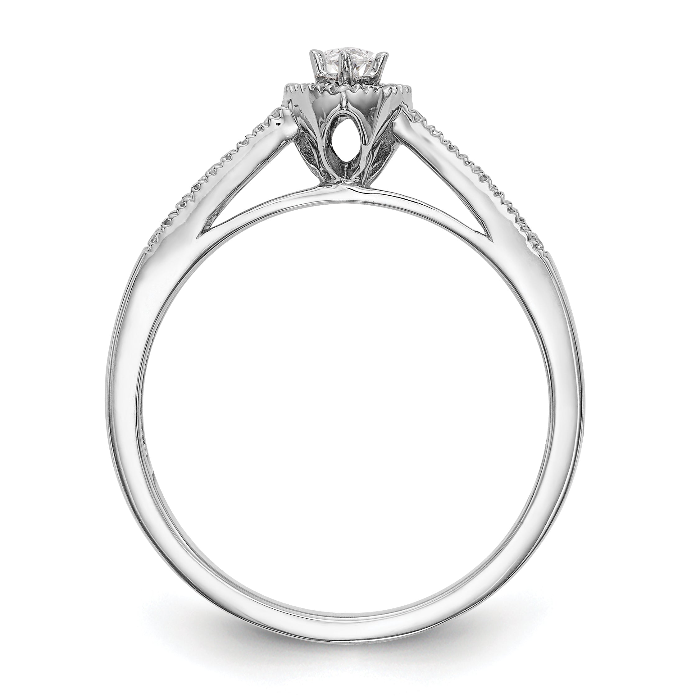 14K White Gold Diamond Marquise CZ Halo Engagement Ring