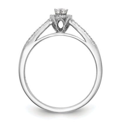 14K White Gold Diamond Marquise CZ Halo Engagement Ring
