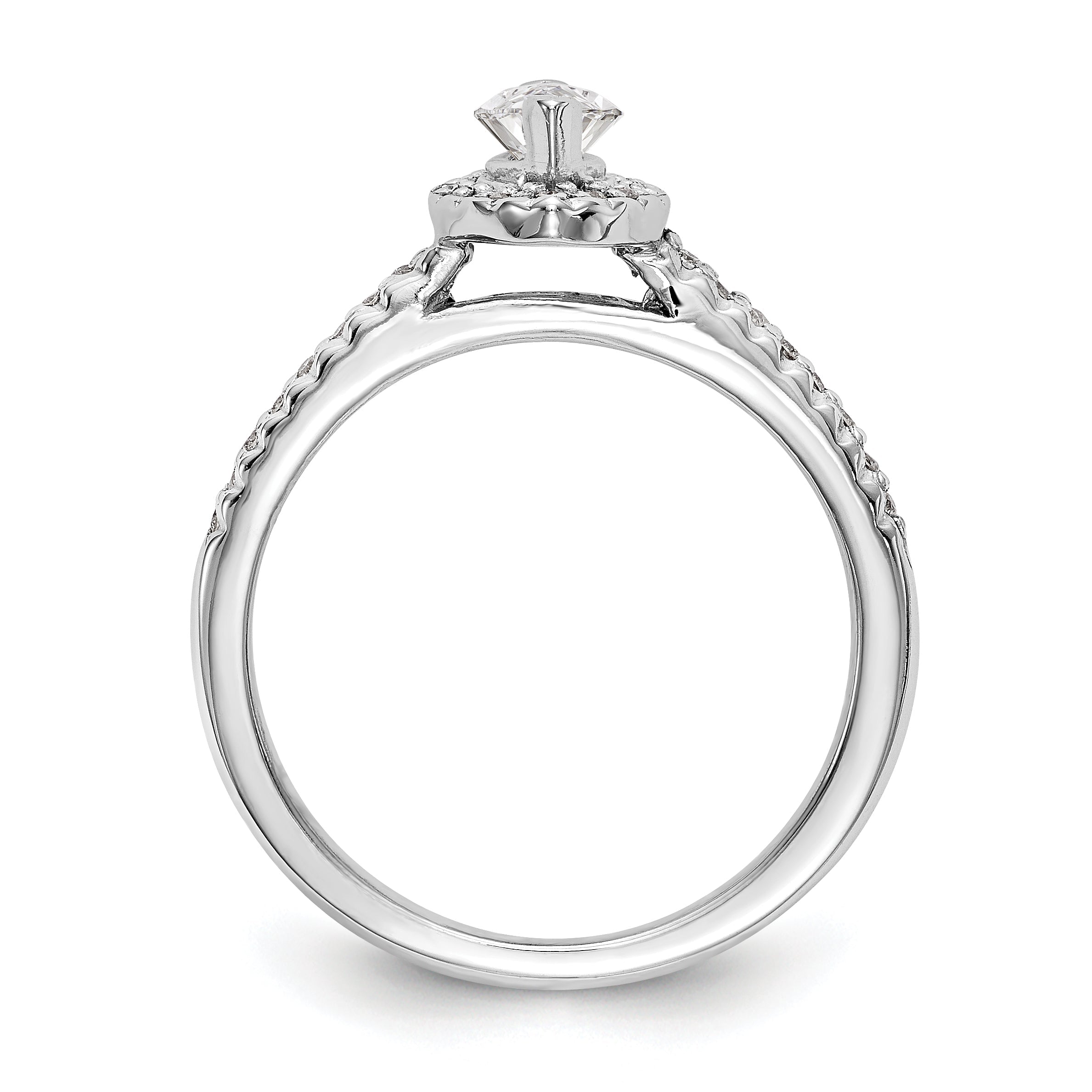 14K White Gold Diamond Marquise CZ Halo Engagement Ring