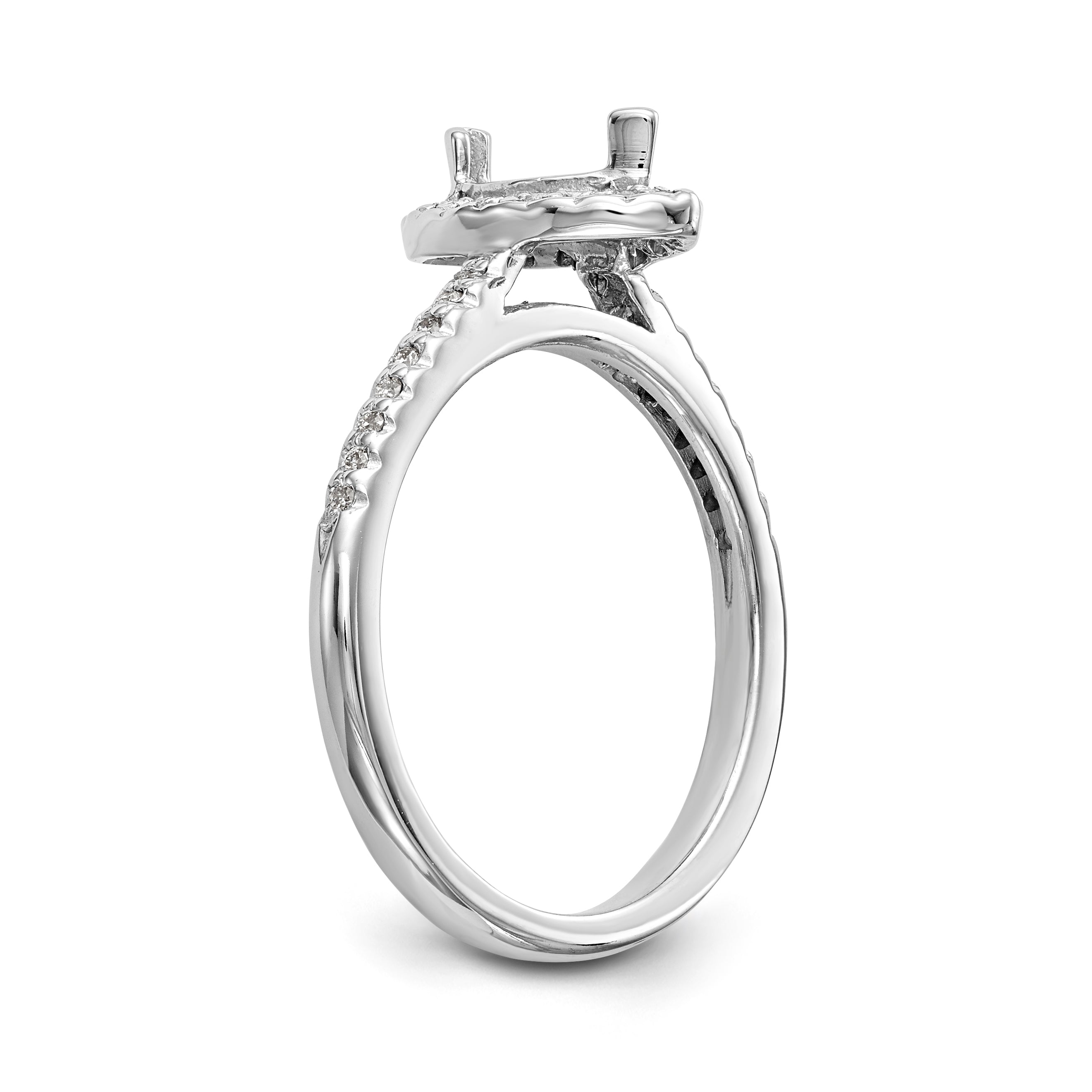 14K White Gold Diamond Marquise CZ Halo Engagement Ring