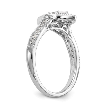 14K White Gold Diamond Marquise CZ Halo Engagement Ring