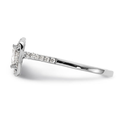 14K White Gold Diamond Trillion CZ Halo Engagement Ring