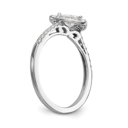 14K White Gold Diamond Trillion CZ Halo Engagement Ring