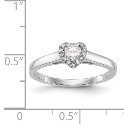 14K White Gold Diamond Heart CZ Halo Engagement Ring