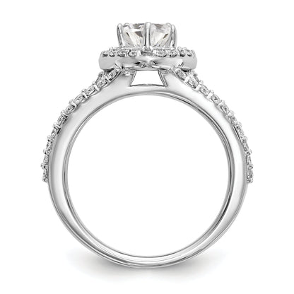 14K White Gold Diamond Heart CZ Halo Engagement Ring