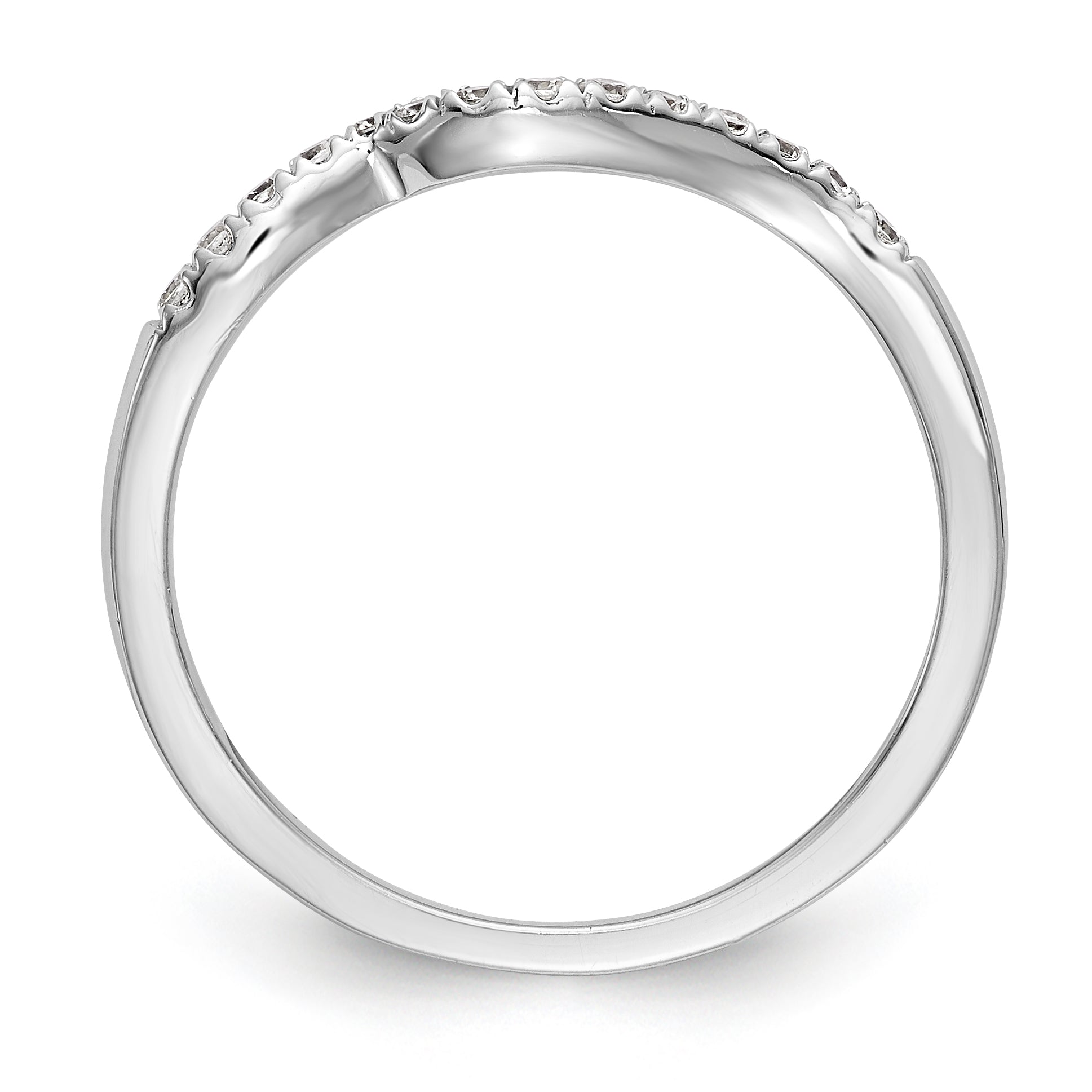 14k White Gold Diamond Contoured Wedding Band