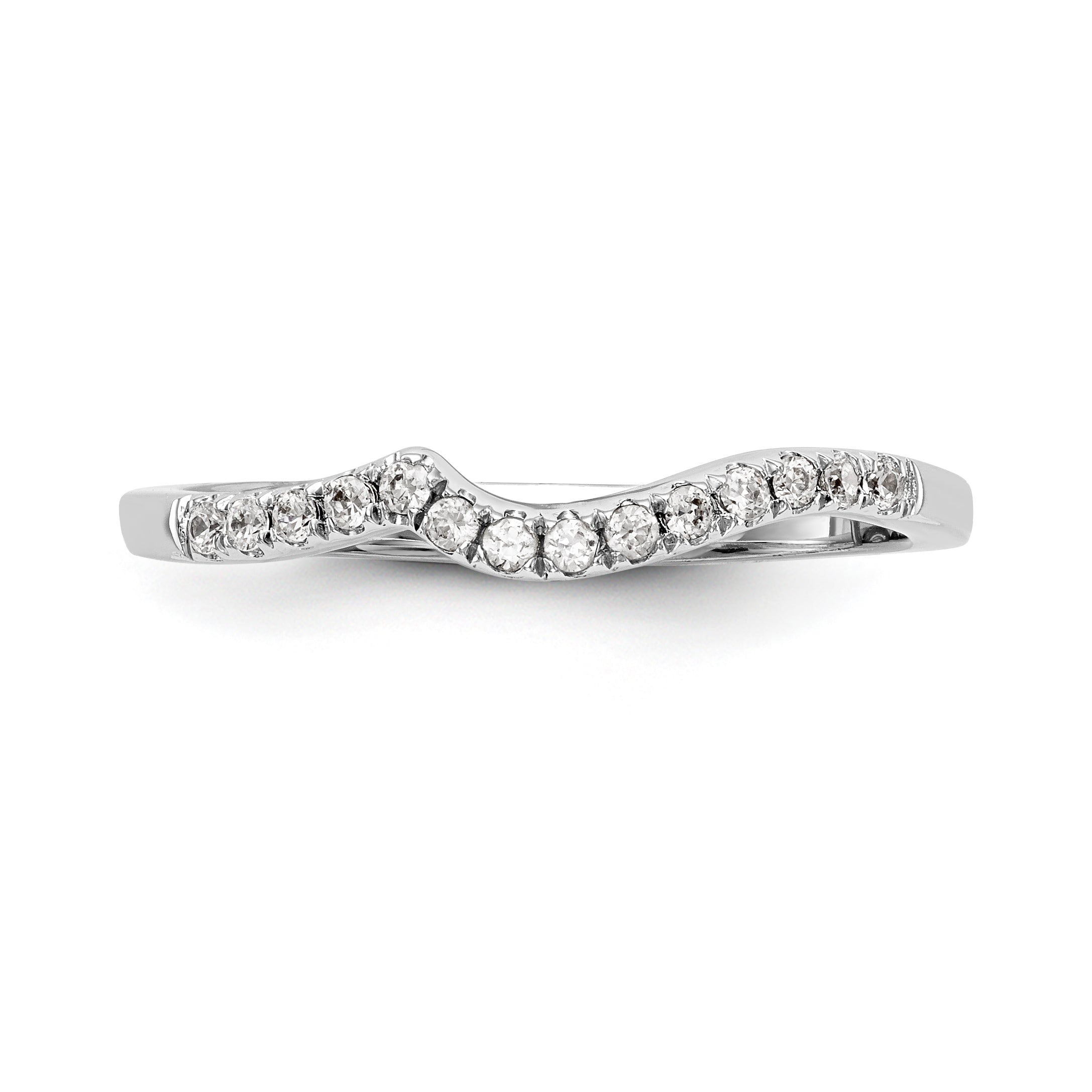 14k White Gold Diamond Contoured Wedding Band