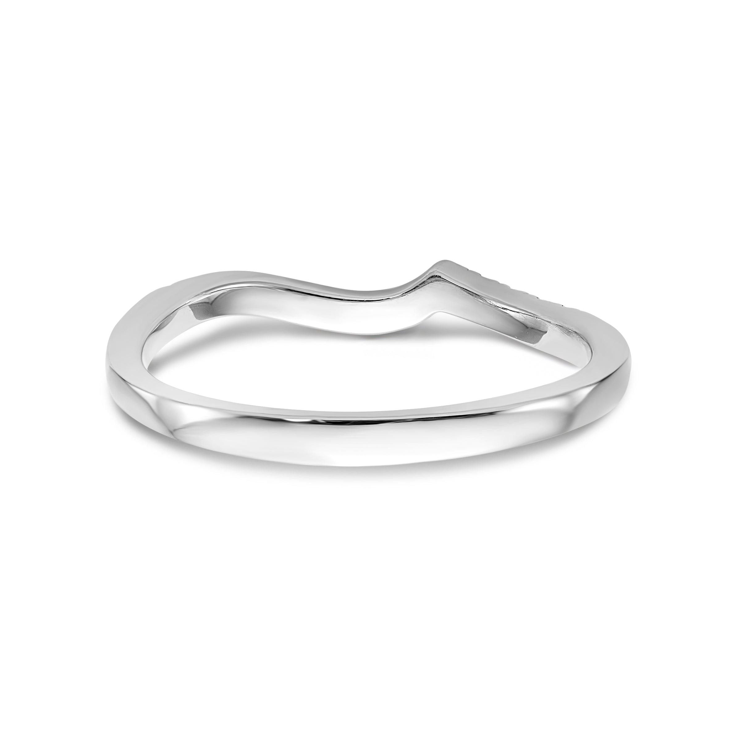 14k White Gold Diamond Contoured Wedding Band