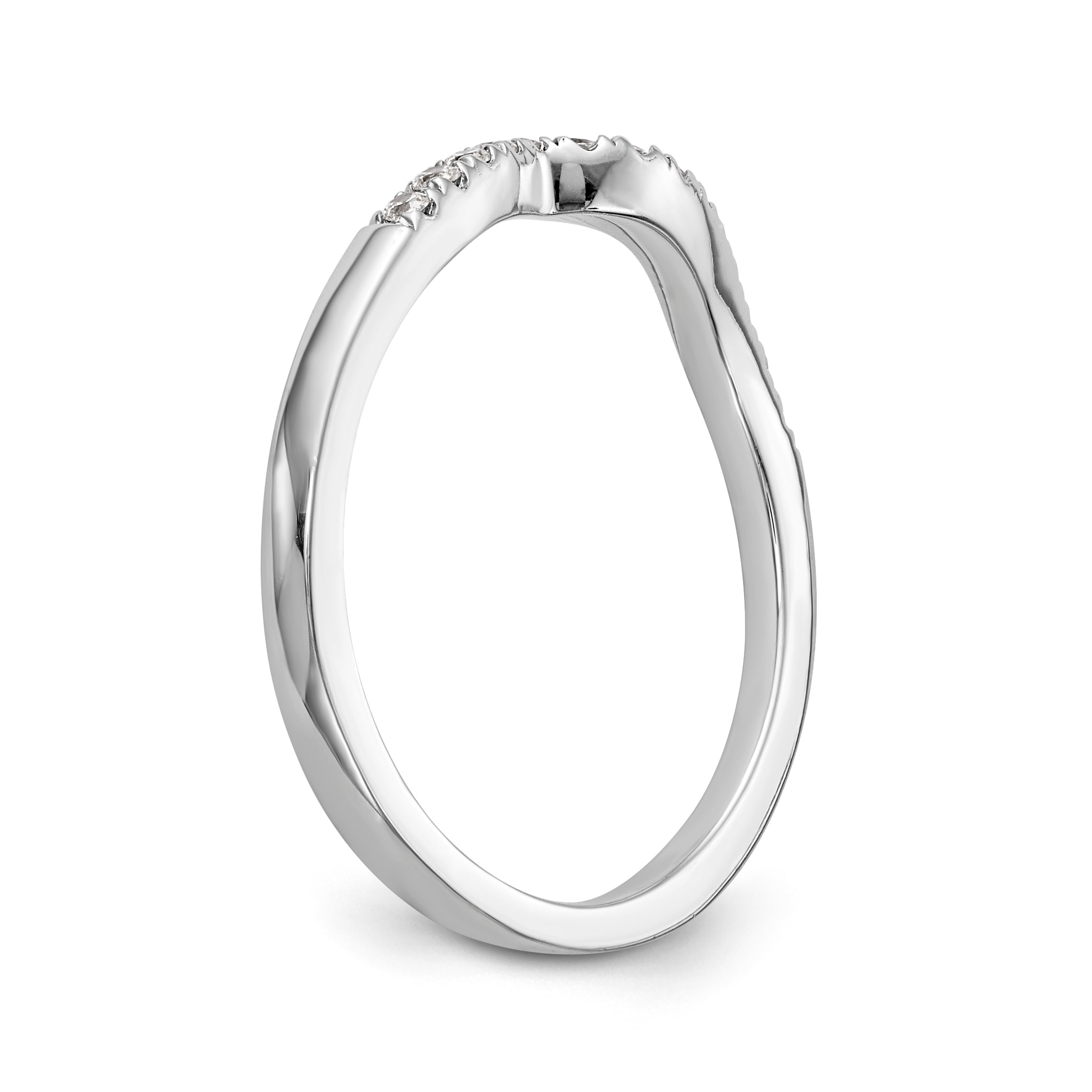 14k White Gold Diamond Contoured Wedding Band