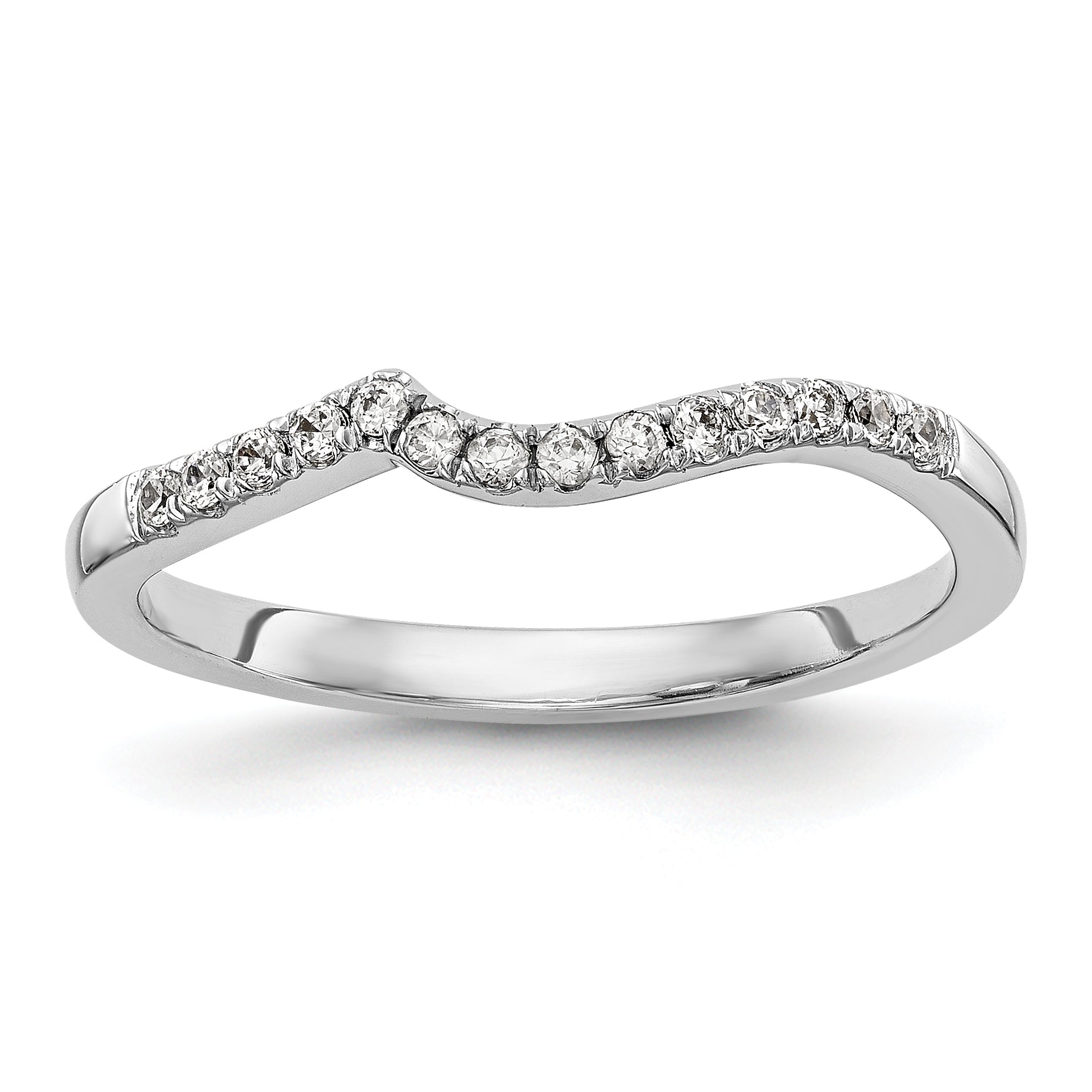 14k White Gold Diamond Contoured Wedding Band