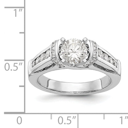 14K White Gold Diamond Peg Set Engagement Ring