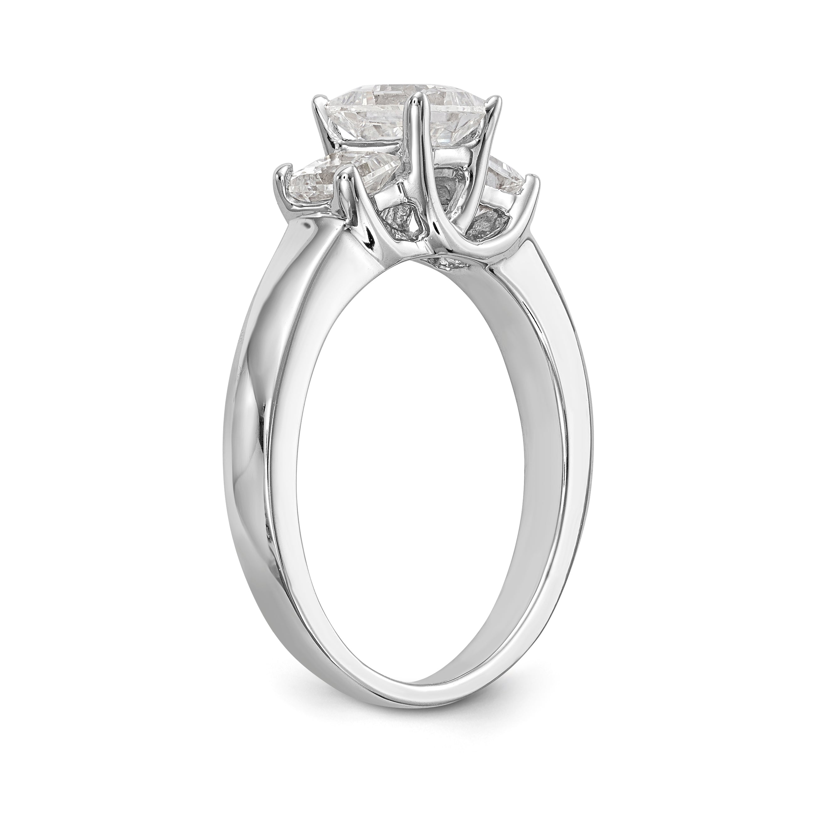 14K White Gold 3 Stone Simulated Diamond Engagement Ring