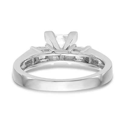 14K White Gold 3 Stone Peg Set Simulated Diamond Engagement Ring