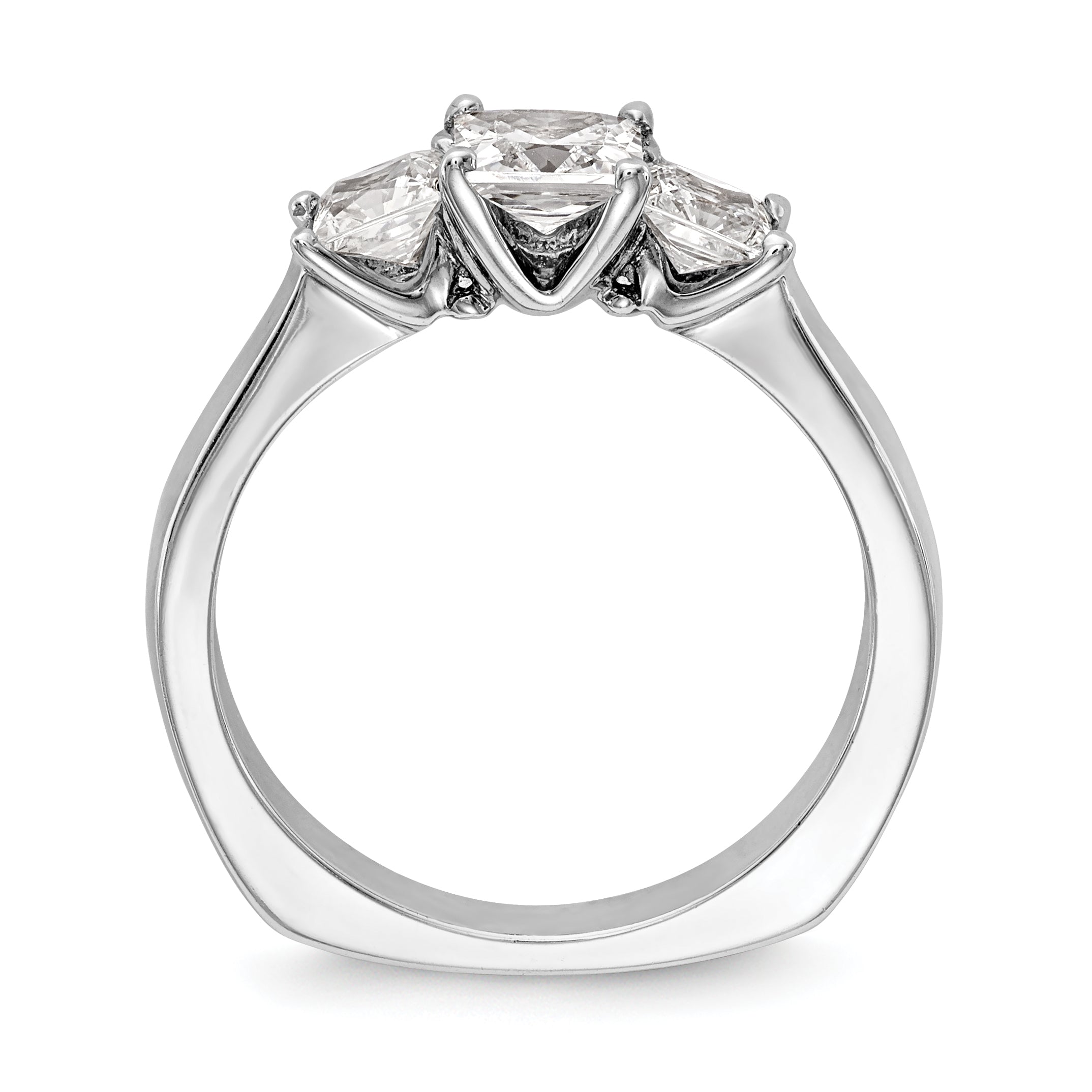 14K White Gold 3 Stone Simulated Diamond Engagement Ring