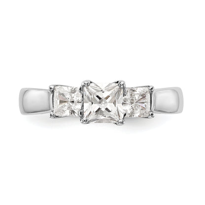 14K White Gold 3 Stone Simulated Diamond Engagement Ring