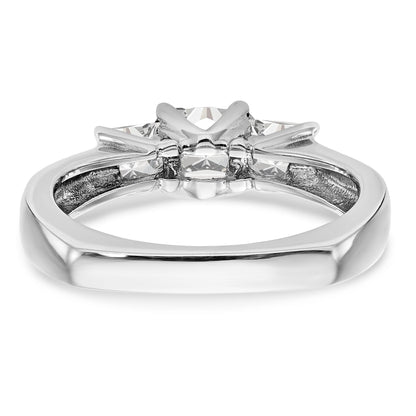 14K White Gold 3 Stone Simulated Diamond Engagement Ring