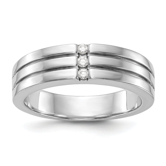 14K White Gold Diamond Men's Band