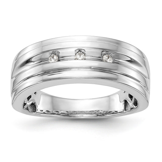 14K White Gold Diamond Men's Band