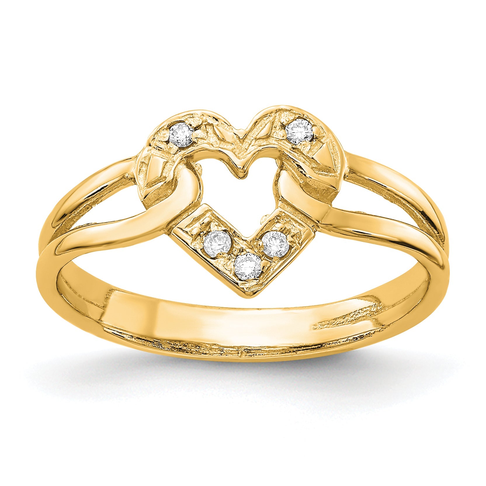 14k A Diamond heart ring